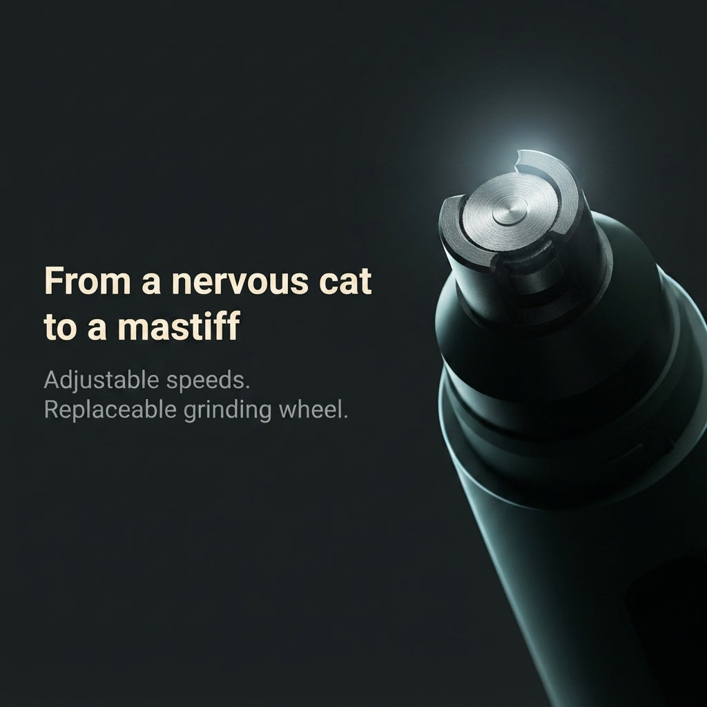Velvetclaw Pet Nail Grinder — Sealed Dust Chamber + LED